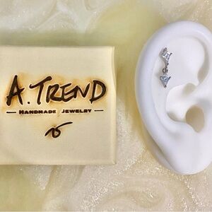 Elegant sterling Silver Drop cartilage stud earring